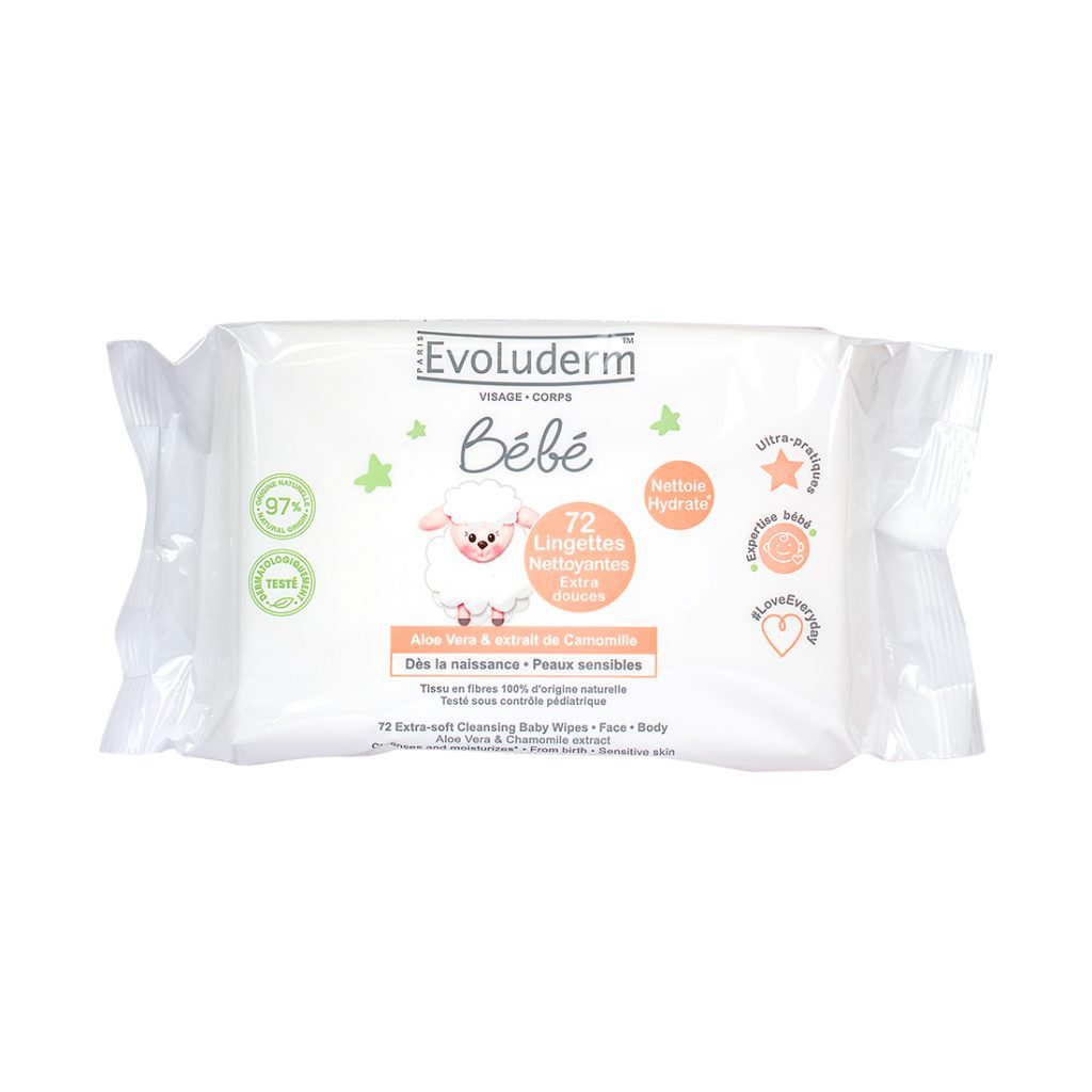 TOALLITAS HÚMEDAS  PARA BEBE 72 PZAS-EVOLUDERM