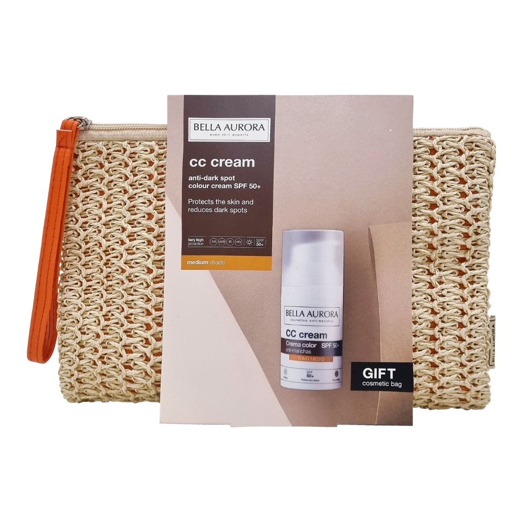 PACK CREMA COLOR MEDIO SPF50 + CLUTCH RAFIA – BELLA AURORA